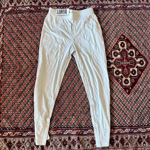 Lunya Cooldown Pima Pant, Tranquil White/Immersed Black xs - Picture 1 of 3